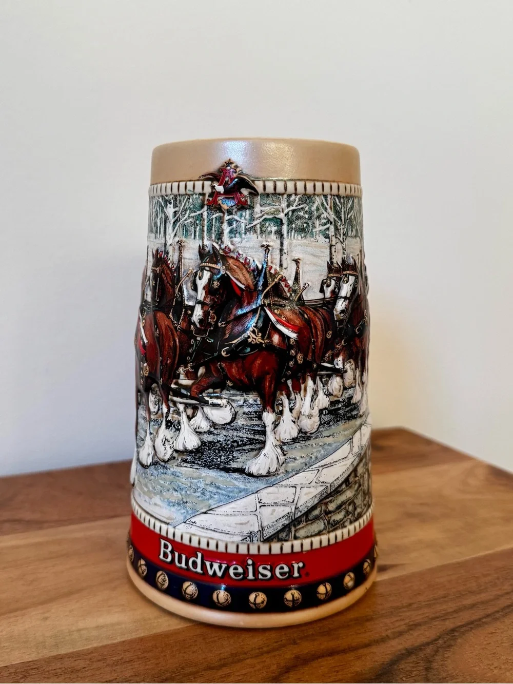 Vintage 1988 Budweiser Holiday Collector’s Series Stein, Clydesdale Scene